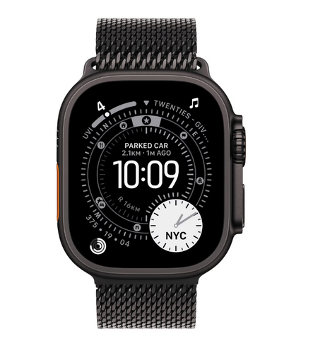 Apple Watch Ultra 3 GPS + Cellular 49mm Black Titanium Case with Black Titanium Milanese Loop - Medium
