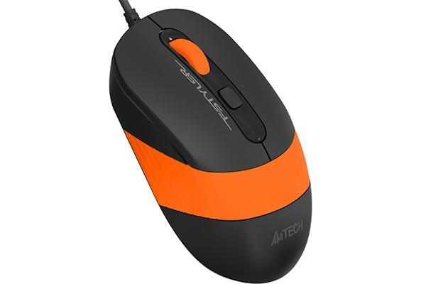 Mouse A4tech cu fir, interfata USB, rezolutie 1600 DPI, dimensiuni 108 x 64 x 35 mm, negru/portocaliu