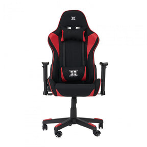 Scaun gaming X by Serioux, Torin, ajustabil, material textil, piston pe gaz, manere reglabile, baza stea cu 5 picioare, greutate maxima admisa 150Kg, perne detasabile, negru si rosu