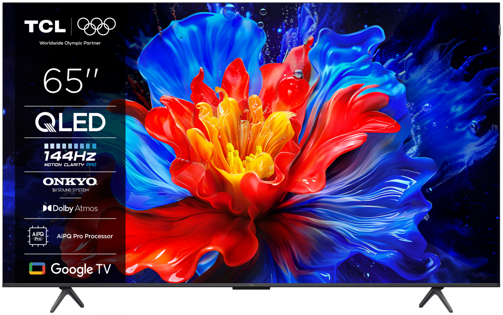Televizor TCL QLED 65P8K, 164 cm, Smart Google TV, 4K, 100Hz, Clasa F