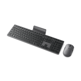 Kit wireless mouse & tastatura Lenovo 700 Modern Multi-Device Wireless Combo cu stand pentru teleofon; Mouse: pana la 4000DPI cu senzor: IR; numar de butoane: 8; conectivitate: receptor USB-A 2.4G si Bluetooth 5.4; layout tastatura: US; compatibil cu Windows 10, Windows 11; culoare: gri inchis (Luna