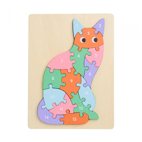 PUZZLE DIN LEMN, PISICA, 16 PIESE, MOMKI