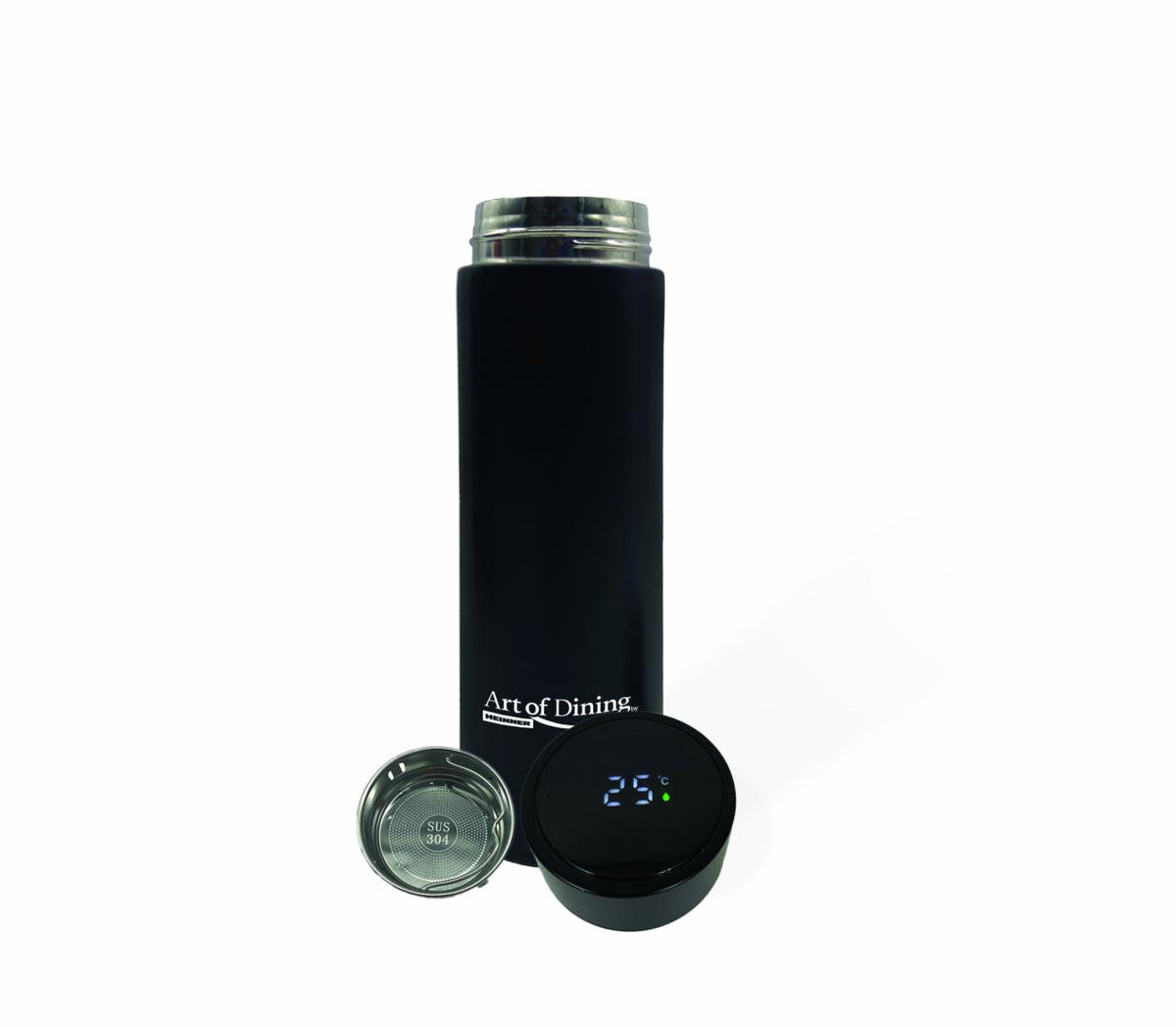 TERMOS INOX 450 ML, CU INDICATOR LED PENTRU TEMPERATURA, NEGRU, ART OF DINNING BY HEINNER