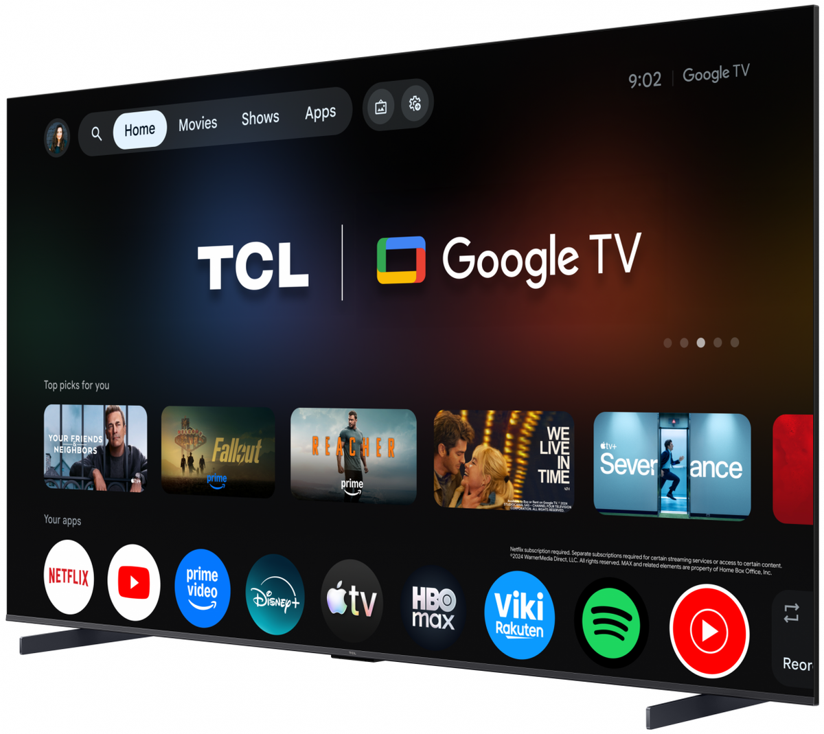 Televizor TCL QD-MiniLED 98T8D, 248 cm, Smart Google TV, 4K Ultra HD, 144Hz, Onkyo