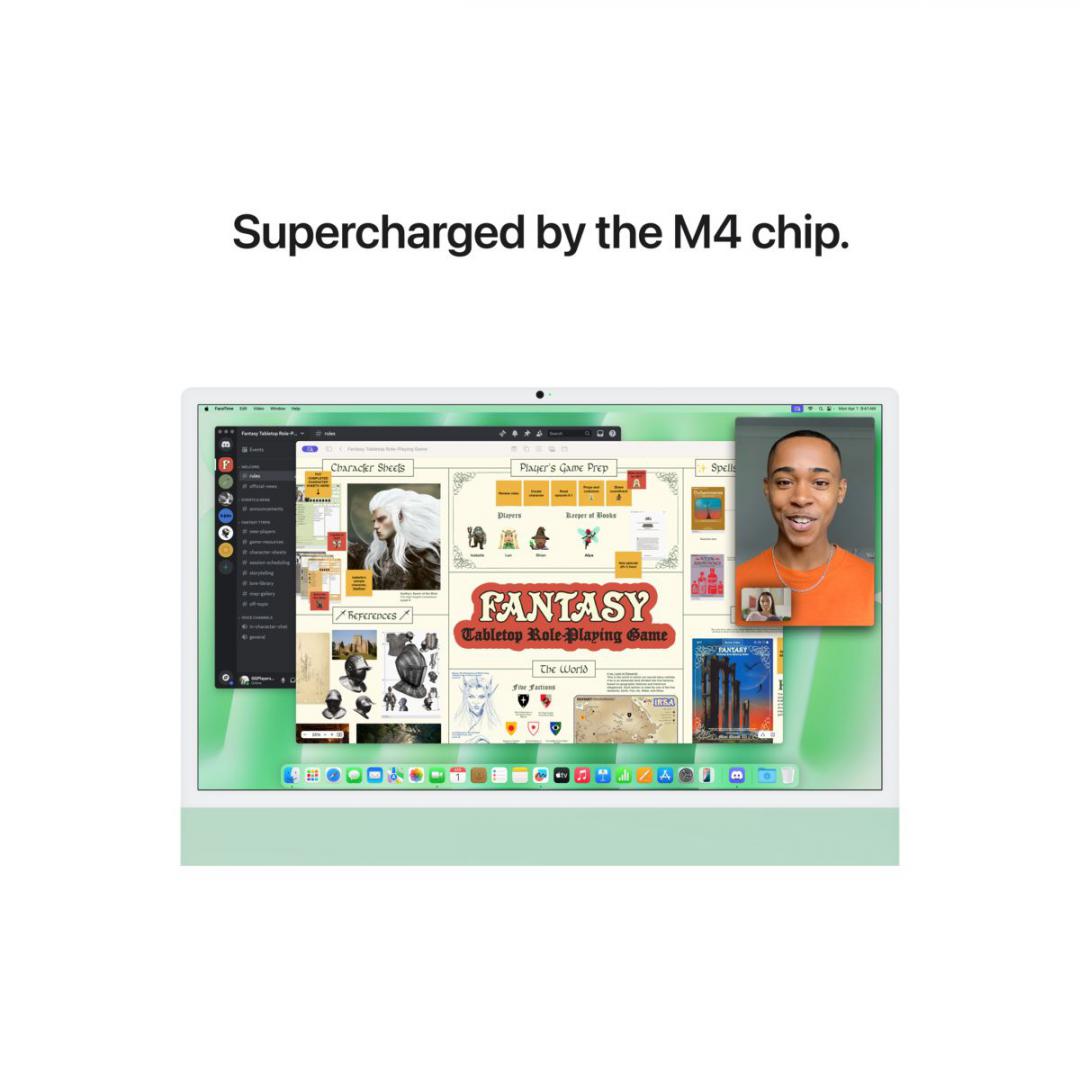 Apple iMAC 24" Retina 4.5k/ Apple M4 (CPU 10-core, GPU 10-core, Neural Engine 16-core)/16GB/256GB - Green - INT KB (2024)
