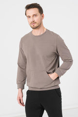 BLUZA COTON CASUAL BARBATI TAUPE-XXL