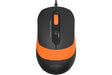 Mouse A4tech cu fir, interfata USB, rezolutie 1600 DPI, dimensiuni 108 x 64 x 35 mm, negru/portocaliu