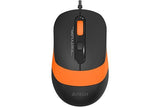 Mouse A4tech cu fir, interfata USB, rezolutie 1600 DPI, dimensiuni 108 x 64 x 35 mm, negru/portocaliu