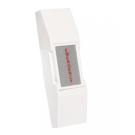 Buton cerere iesire REX aplicabil, din plastic, ND-EB02; Iesire contact: NO/NC, tensiune 12V, 300 mA, auto reset, culoare alba; Icon: Emergency; Dimensiuni: (L x W x H)76 x 17 x 17mm; set 10 bucati