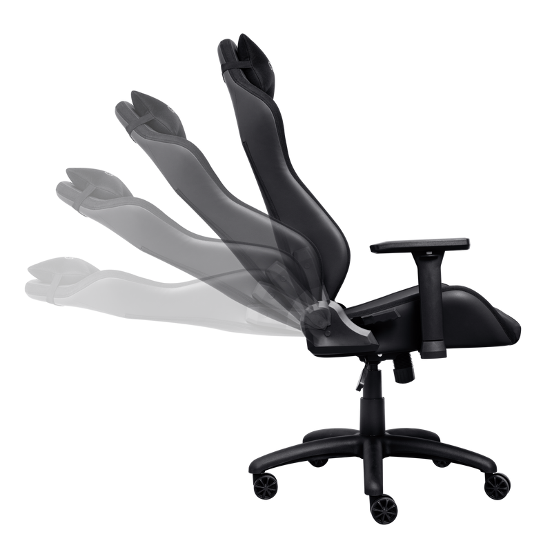 Scaun gaming Trust GXT 714 Ruya, greutate maxima suportata 150 kg, inaltime adjustabila scaun 10 cm, baza stea cu 5 roti, negru