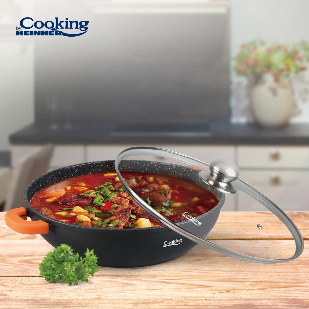 CRATITA ALUMINIU+CAPAC 32X8.5CM,5.5L,DARK LINE, COOKING BY HEINNER