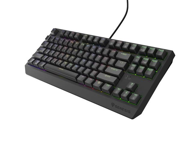 Tastatura gaming mecanica cu fir Genesis Thor 230 TKL, iluminare RGB, switch Linear, switch model Outemu Brown, numar taste 87, 11 butoane multimedia, lungime cablu 1.6m, dimensiuni 363 x 155 x 39 mm, negru