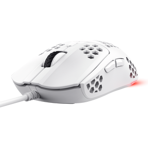 Mouse cu fir Trust GXT 928W Helox, rezolutie maxima 6400 DPI, 6 butoane, interfata USB-A, alb