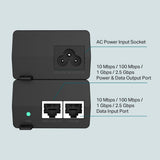 "2.5G PoE+ Injector Adapter PORT: 1× 2.5G PoE Port, 1× 2.5G Non-PoE Port SPEC: 802.3at/af Compliant, Data and Power Carried over The Same Cable Up to 100 Meters, Plastic Case, Pocket Size"