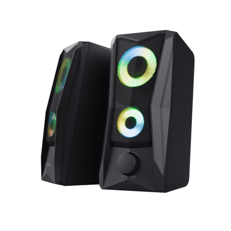 Boxe Trust GXT 606 Javv, iluminare RGB LED, putere maxima 12W, frecventa de raspuns 160 Hz - 20.000 Hz, audio input 3.5mm, negru