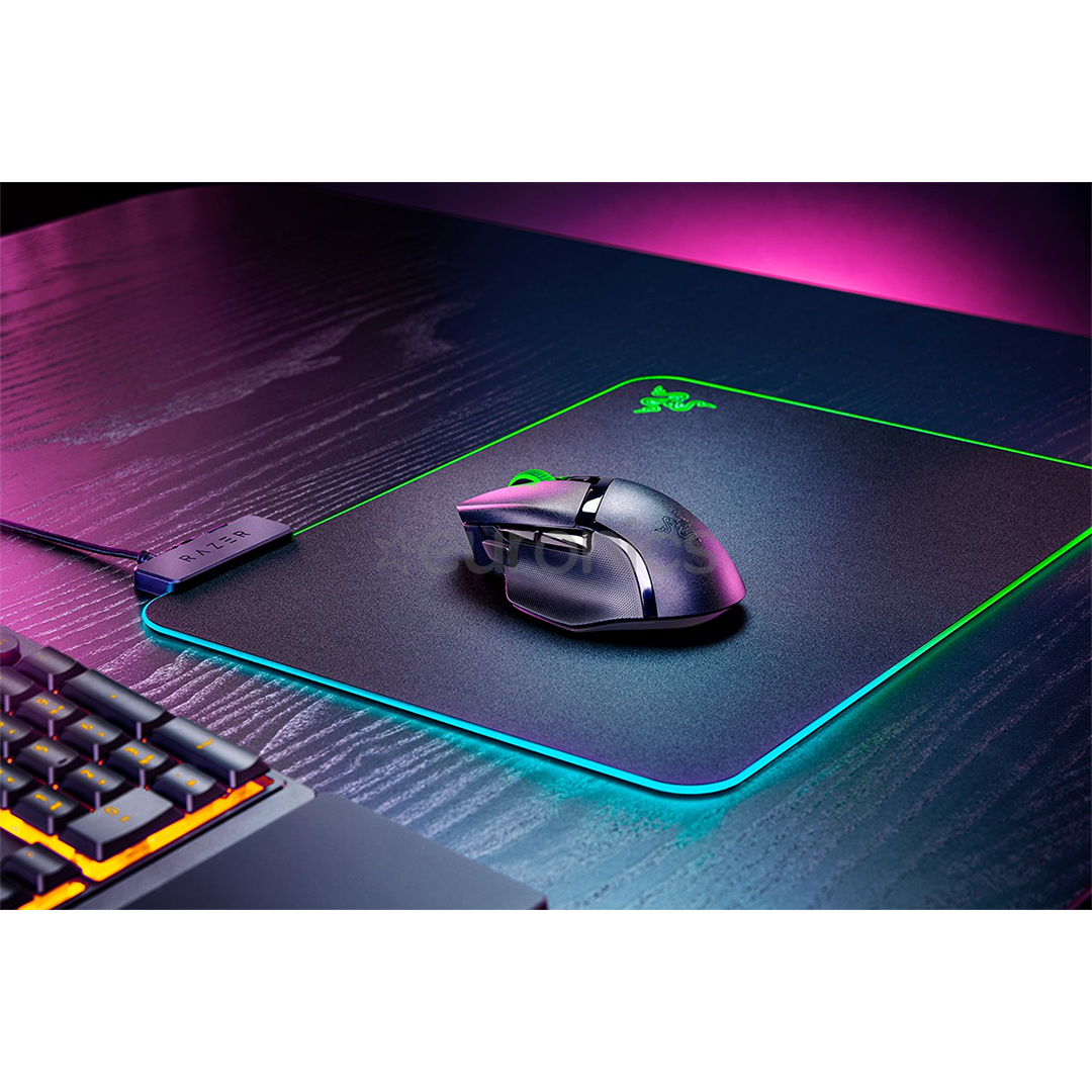 Mouse Razer Basilisk V3 X HyperSpeed, rezolutie 18000 DPI, iluminare RGB Chroma, senzor Razer™ 5G Advanced 18K DPI Optical Sensor, durata de viata baterie pana la 285 ore (hyperspeed), pana la 535 ore (bluetooth), negru