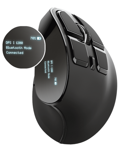 Mouse Trust Voxx, Rechargeable Ergonomic Wireless, negru