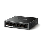 Mercusys Desktop Switch MS106LP 6 porturi 10/100Mbps, Standarde si protocoale  IEEE 802.3x Flow Control, 4 porturi POE, buget POE 40W, dimensiuni: 99.8*98*25mm.