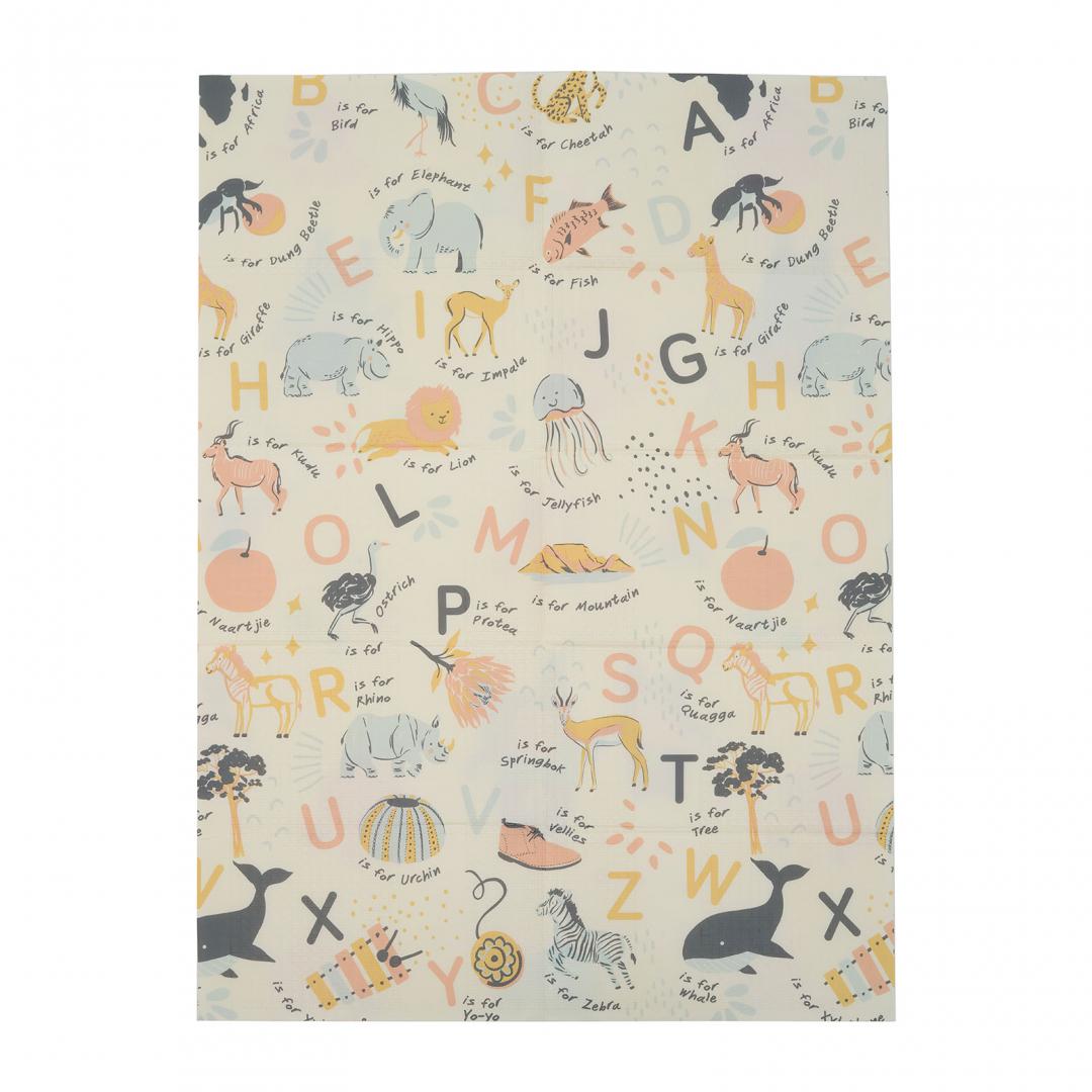 Covor de joaca pentru copii U-Grow, din spuma, pliabil, 2 fete, impermeabil, izolant, 120 x 180 x 1 cm, alfabet