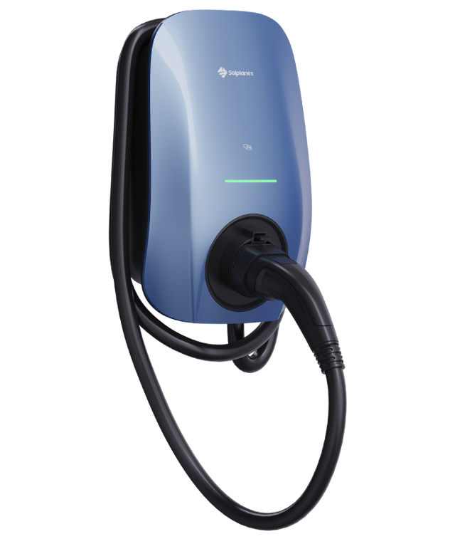 Solplanet EV Charger 7.4kW, RFID/NFC, WIFI+Bluethooth+RS485, Morandi Blue, 5M Cable+ETH
