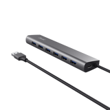 Hub Trust Halyx , 7 porturi USB 3.2 Gen 1, material aluminiu, input USB- C, output USB-A 7, gri