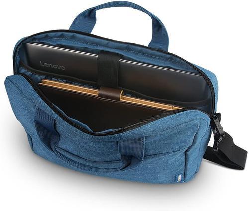 Geanta laptop Lenovo Casual Toploader T210, 15.6", Blue, rezistent la apa, compartiment accesorii, compartiment laptop captusit, Material: Textil, Dimensiuni externe: 362 x 22 x 250 mm, Greutate: 465g