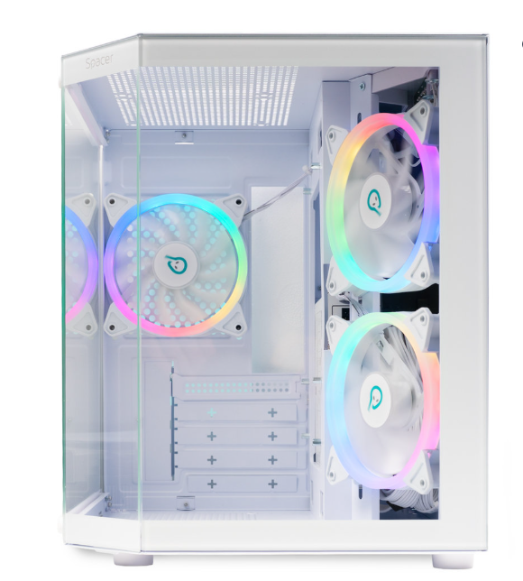 Carcasa SPACER Aquarium, RGB, Micro Tower, White