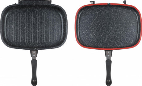 TIGAIE DUBLA DREPTUNGHIULARA TIP GRILL, ALUMINIU, 36x24x7.5 CM,DARK LINE CLASSIC,COOKING  BY HEINNER