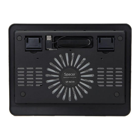 STAND LAPTOP SPACER SP-NC19 15.6", sita metal, fan 14cm, led albastru, negru
