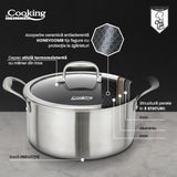SEMIOALA INOX+CAPAC STICLA IN 3 STRATURI 28x13 CM, 7 L, TITANIUM3, COOKING BY HEINNER