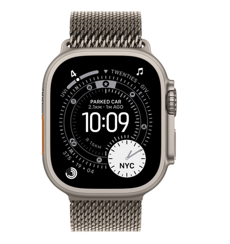 Apple Watch Ultra 3 GPS + Cellular 49mm Natural Titanium Case with Natural Titanium Milanese Loop - Large