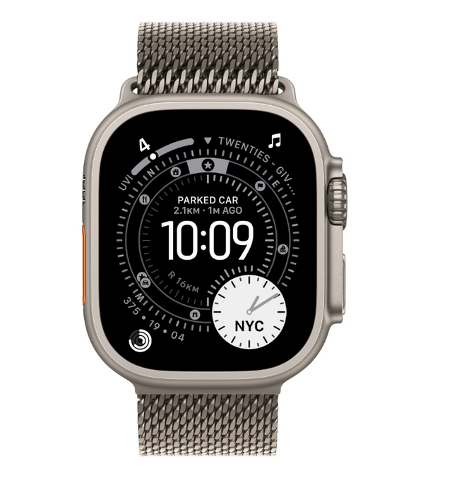 Apple Watch Ultra 3 GPS + Cellular 49mm Natural Titanium Case with Natural Titanium Milanese Loop - Large