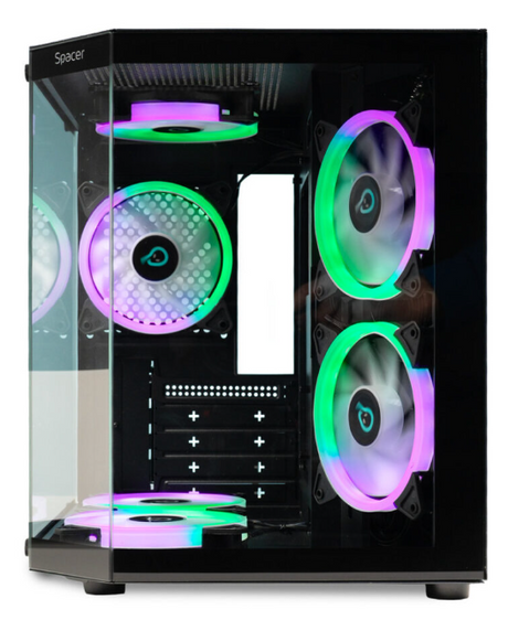 Carcasa Spacer Aquarium, RGB, Micro Tower, Black