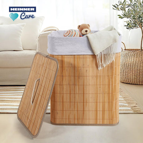 COS DE RUFE DREPTUNGHIULAR DIN BAMBUS,  40x30x60 CM, 70 L
