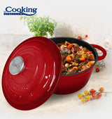 SEMIOALA FONTA EMAILATA+CAPAC 28X13 CM, 6L, RED LINE, COOKING BY HEINNER