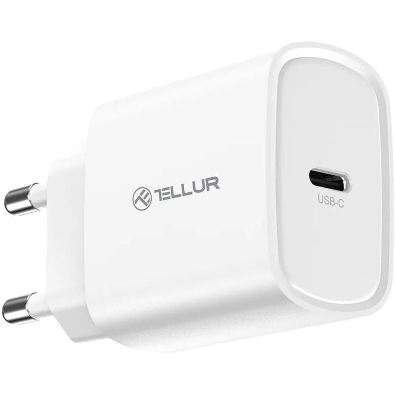Incarcator Tellur 20W, intrare: AC 100-240V~50/60Hz 0.6A Max ieșire USB-C (PD 3.0): 5V/3A,9V/2.22A,12V/1.67A (20W), putere 20W, alb