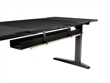 Birou gaming Genesis Holm Modular 160, material lemn/metal, reglabil pe inaltime 70 - 90 cm, iluminare RGB, management cabluri, negru