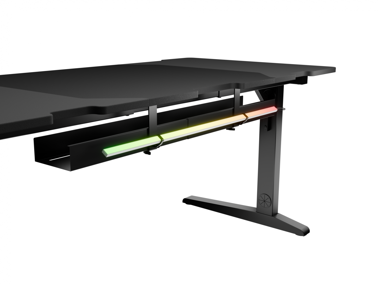 Birou gaming Genesis Holm Modular 160, material lemn/metal, reglabil pe inaltime 70 - 90 cm, iluminare RGB, management cabluri, negru