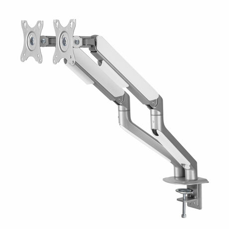 Suport 2 monitoare Serioux MM63-C024, arc cu gaz, compatibilitate dimensiune ecran 17"-32",  greutate maximă suportata: (per ecran): 2~ 9kg, VESA: 75x75, 100x100, inclinare: +55°~-55°, pivotare: +90°~-90°, rotația ecranului: +180°~-180°