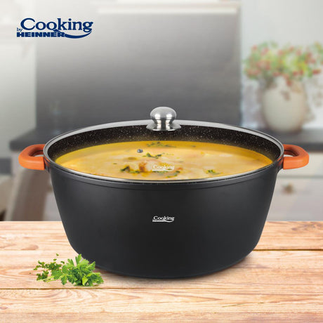 SEMIOALA ALUMINIU+CAPAC 44X19 CM,23L,DARK LINE, COOKING BY HEINNER