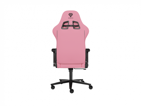 Scaun gaming Genesis Nitro 720, piele ecologica, reglabil pe inaltime, suporta pana la 150 kg, inaltime reglabila 46.5 - 53.5 cm, spatar ajustabil 135°, dimensiuni roti 60mm,  negru/roz