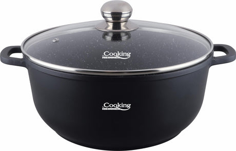 SEMIOALA ALUMINIU TURNAT +CAPAC,  28 CM X 12.5 CM , 6.5 L, DARK LINE, COOKING  BY HEINNER
