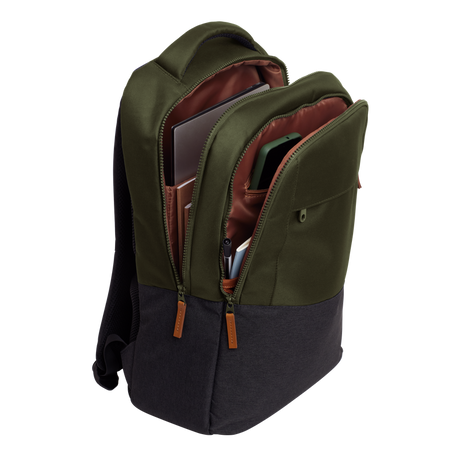 Rucsac laptop Trust Lisboa pentru laptop-uri cu diagonala de 16", material POM, RPET Polyester, RPET twill polyester, volum 23 L, verde