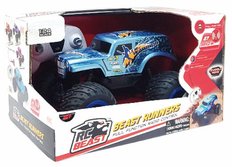 MASINUTA CU TELECOMANDA TIP CAMION BEAST RUNNERS, SCARA 1/24, 21CM, ALBASTRU