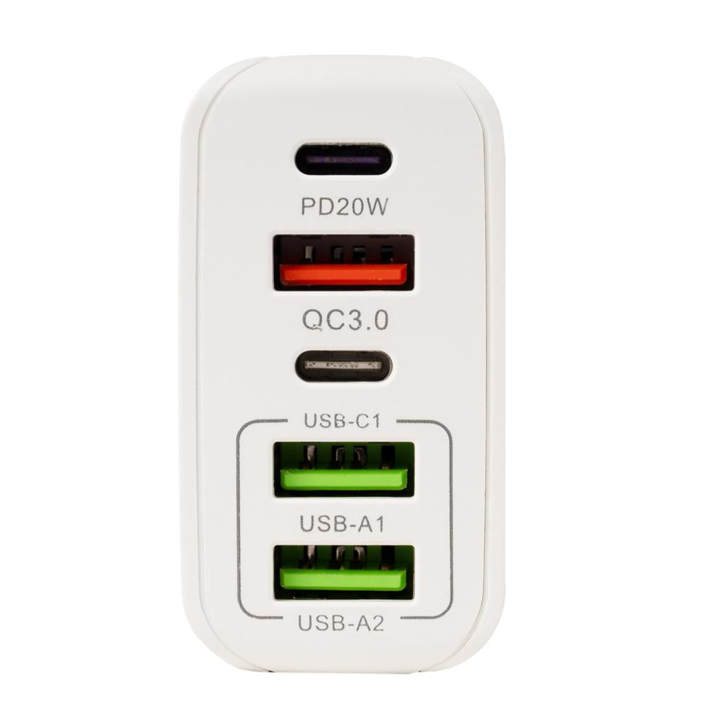 Incarcator retea Spacer QC 38W, 5 x porturi: USB Type-C PD x 1m USB Type-C x 1, USB Quick Charge x 1, USB x 2, alb