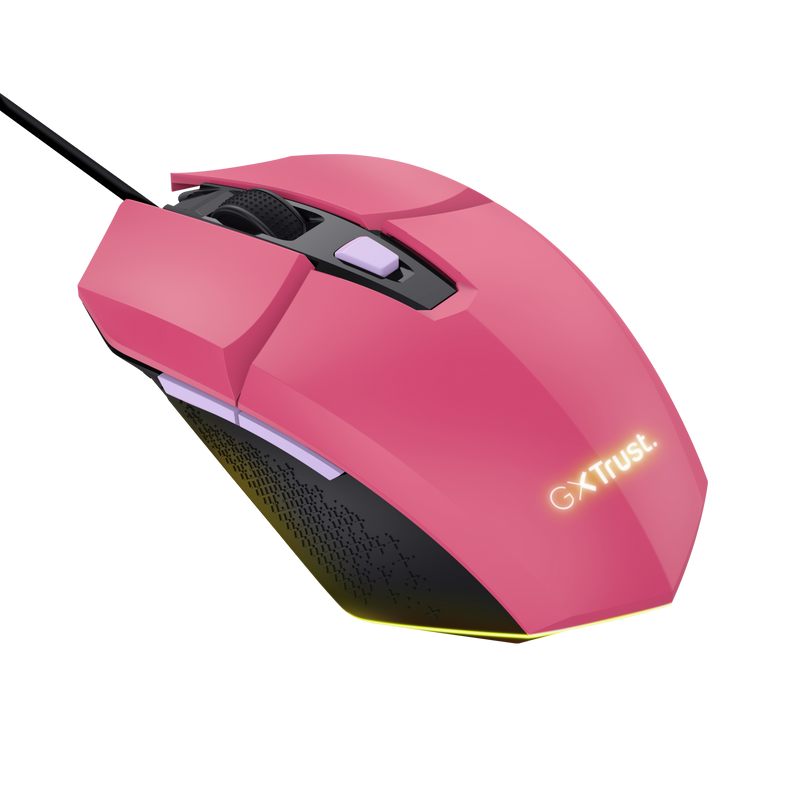 Mouse Trust GXT110W Felox cu fir,  6400 DPI, roz