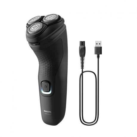 Aparat de ras PHILIPS Seria 1000 S1141/00, Autonomie 40 min, 3 elemente de taiere, Negru, L x A x I (mm) 80x100x190