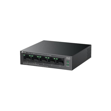 "5-Port 10/100 Mbps Desktop Switch with 4-Port PoE PORT: 4× 10/100 Mbps PoE Ports, 1× 10/100 Mbps Non-PoE Port SPEC: 802.3af, 41 W PoE Power, Desktop Steel Case FEATURE: Extend Mode for 250m PoE Transmitting, PoE Auto Recovery, Plug and Play"