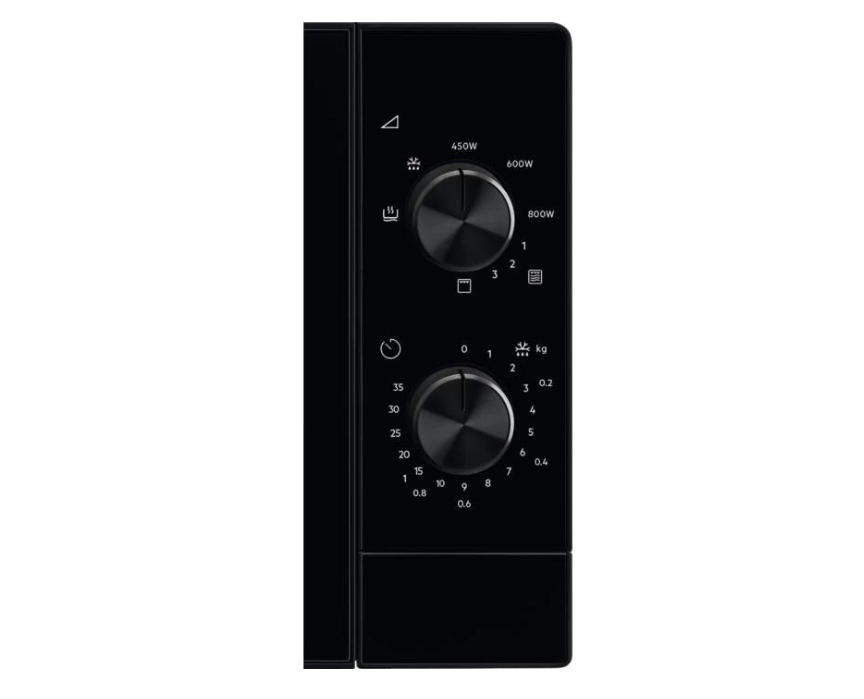 CUPTOR CU MICROUNDE ELECTROLUX EMZ421MMK, Volum brut 21 litri; Volum net 20 litri; 5 trepte de putere; Putere microunde 800 W; Grill; Putere grill 1000 W; Avertizare sonora; Diametru platan 270 mm; Timer mecanic; Negru