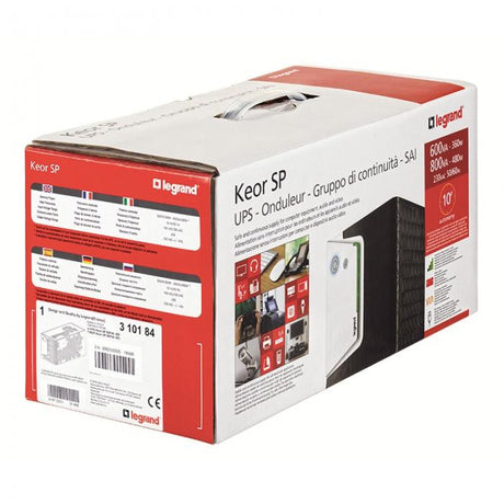 UPS Legrand KEOR SP 1500, 1500VA/ 900W, 2x IEC + 2x German standard sockets, USB HID, baterie 2x 12V 9Ah, stabilizator electronic (AVR), 230V, forma Tower, tehnologie Line interactiv, dimensiuni 148 x 173 x 380mm